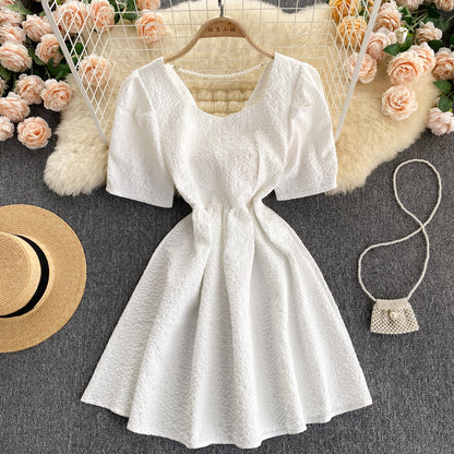 Cute A line short dress with bow  581