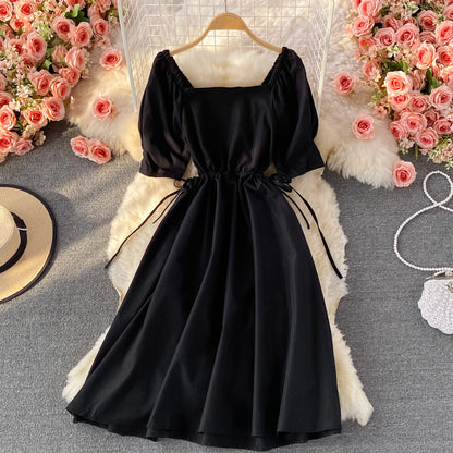 Black A line short dress fashion dress  487