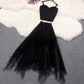 Black A line tulle two pieces dress fashion dress  680