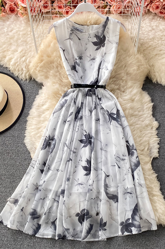 Cute ink print dress A line fashion dress  685