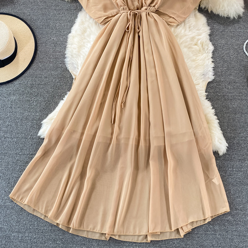 Süßes A-Linien-Kleid mit V-Ausschnitt, modisches Kleid 535