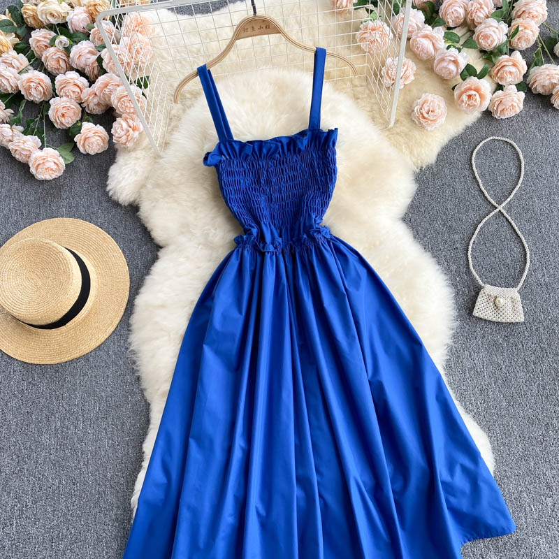 Blue A line off shoulder dress fashion dress  551