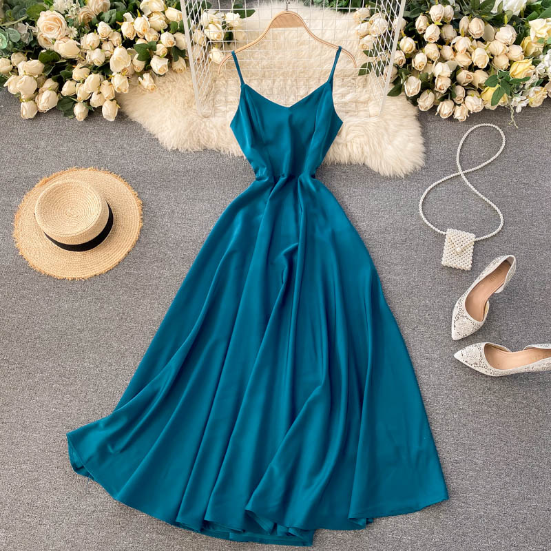 Süßes A-Linien-Kleid mit V-Ausschnitt, modisches Kleid 485