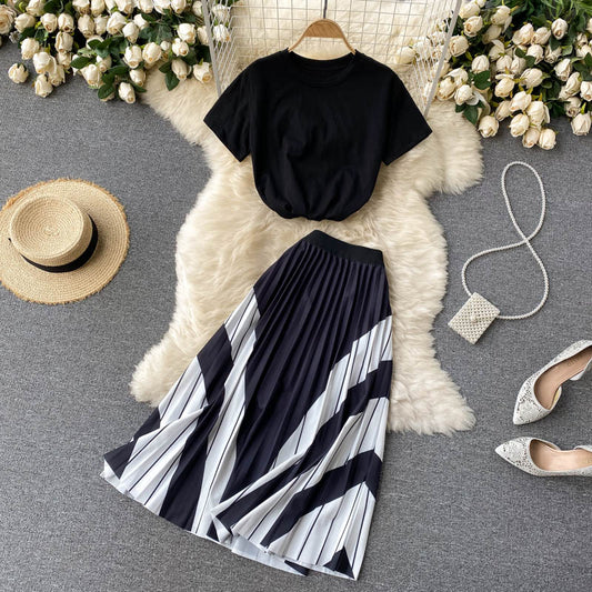 Black A line two pieces dress  662