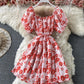 Cute A line floral dress fashion dress  691