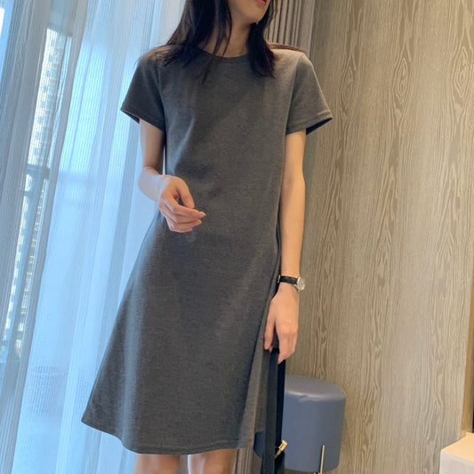 Simple round neck short dress fashion dress  541