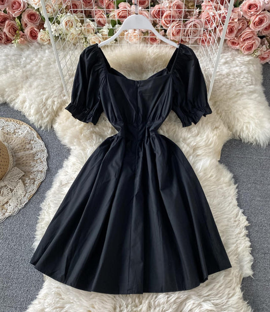 Black A line short dress fashion dress  689