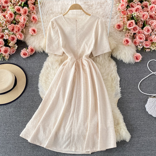 Niedliches kurzes A-Linien-Kleid mit Schleife, Modekleid 533