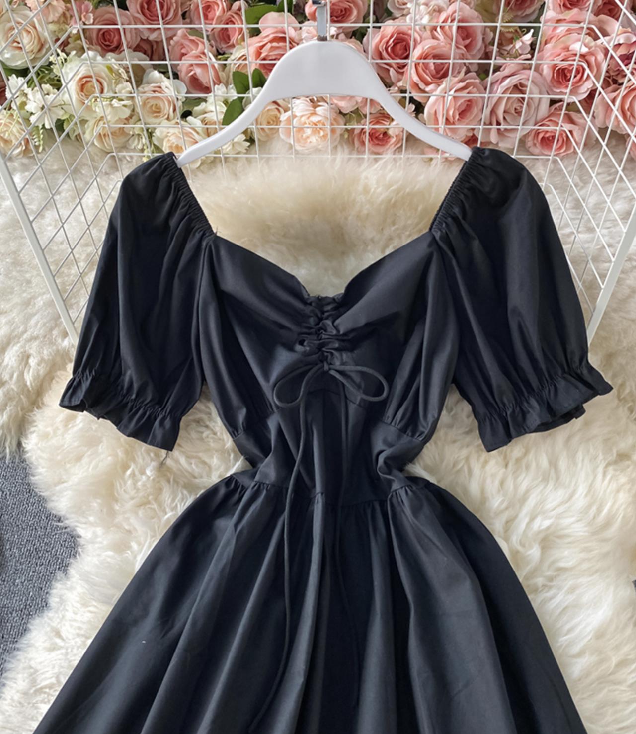 Black A line short dress fashion dress  689