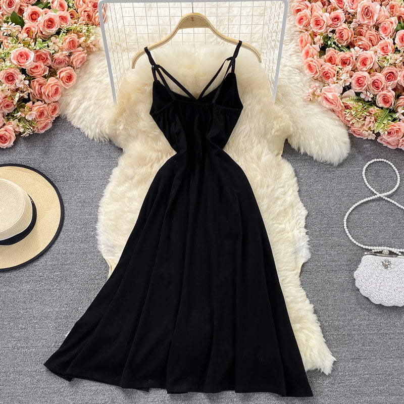 Black A line short dress fashion dress  528