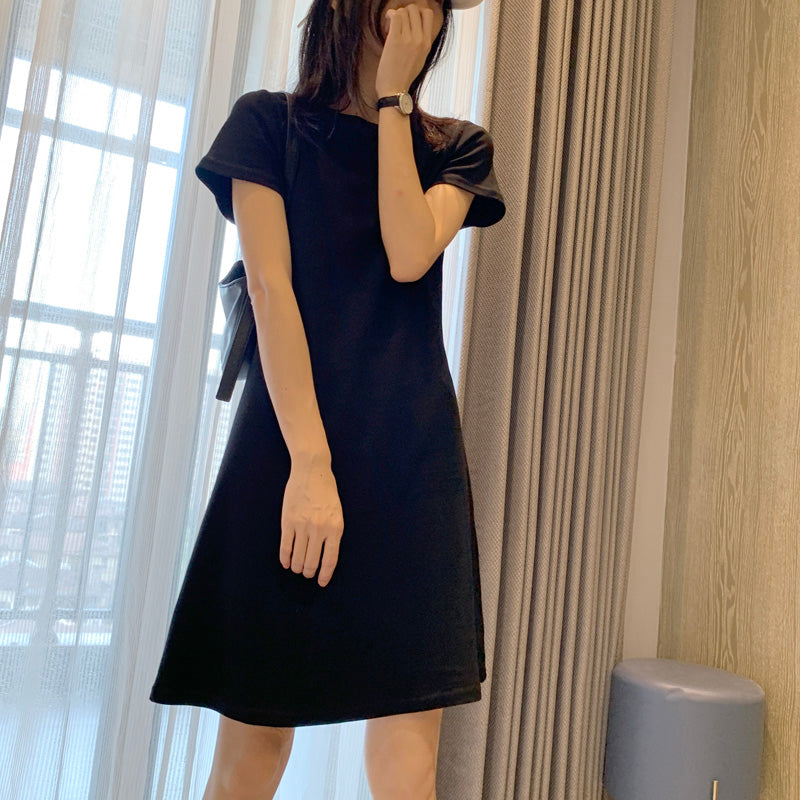 Simple round neck short dress fashion dress  541
