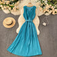 Einfaches A-Linien-Kleid mit V-Ausschnitt, modisches Kleid 572
