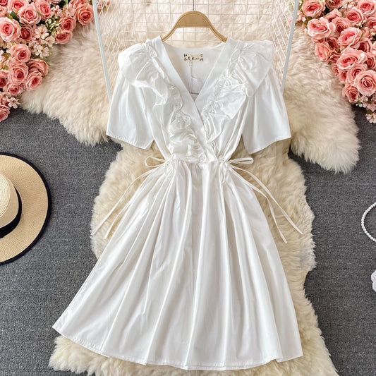 Cute A line v neck short dress fashion dress  549