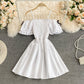 Cute A line off shoulder short dress fashion dress  594