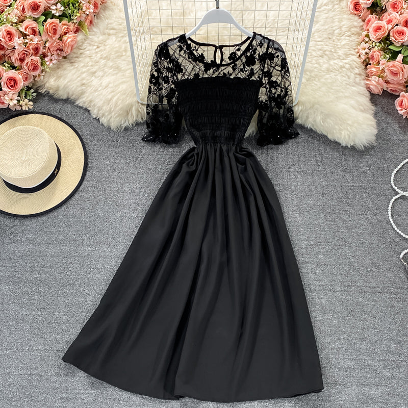 Schwarzes kurzes Kleid in A-Linie Modekleid 633