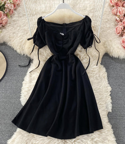 Black A line short dress fashion dress  656