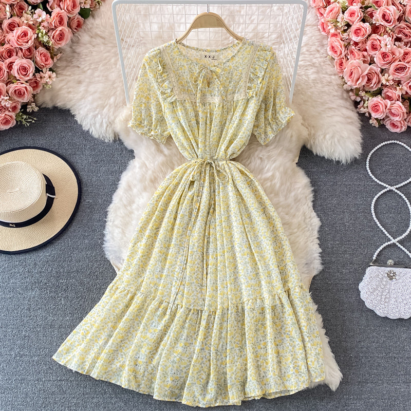 Sweet A line floral short dress fashion dress  565