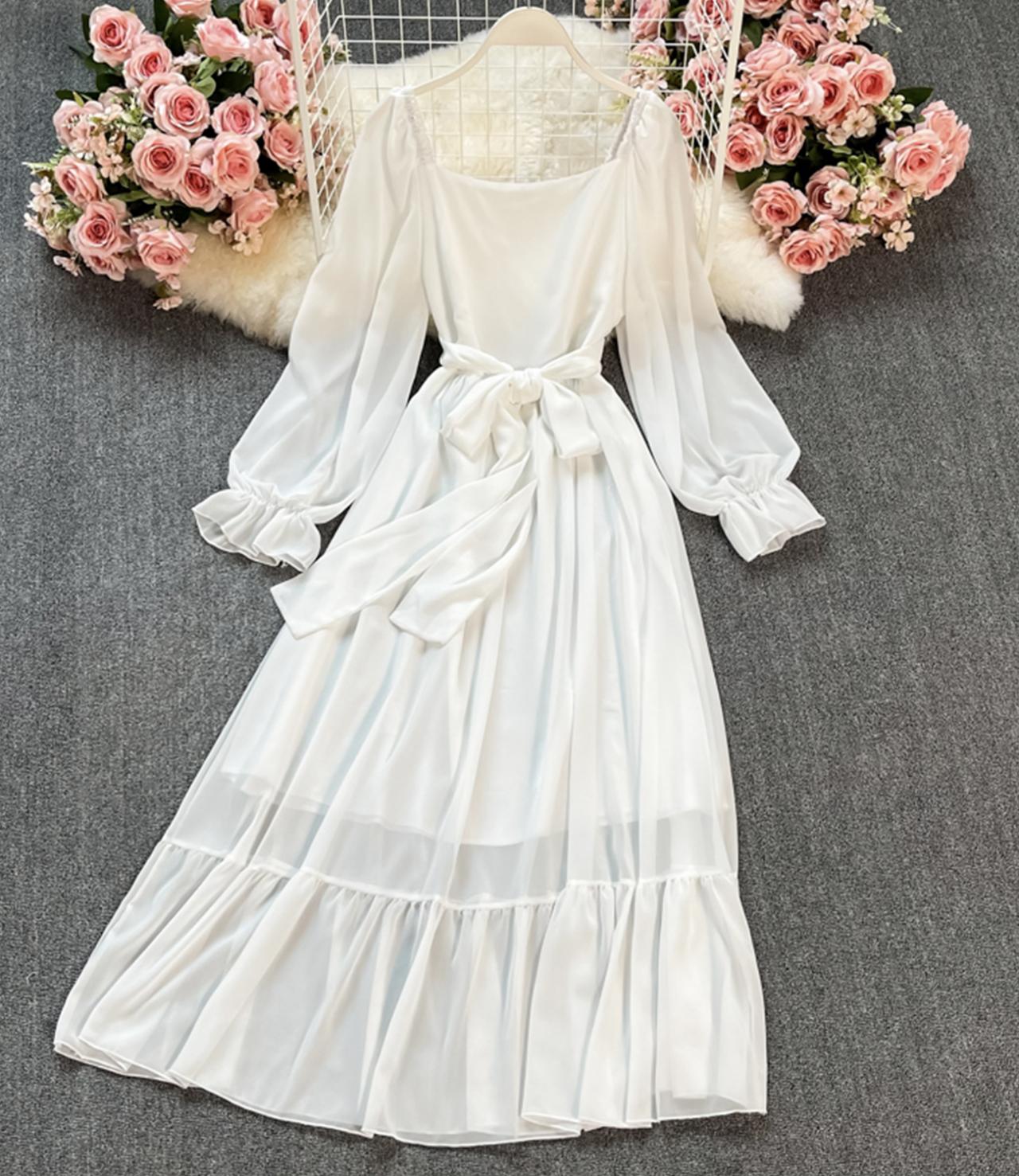 Weißes kurzes Kleid in A-Linie Modekleid 645