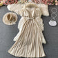 Süßes A-Linien-Kleid, schulterfrei, modisches Kleid 695