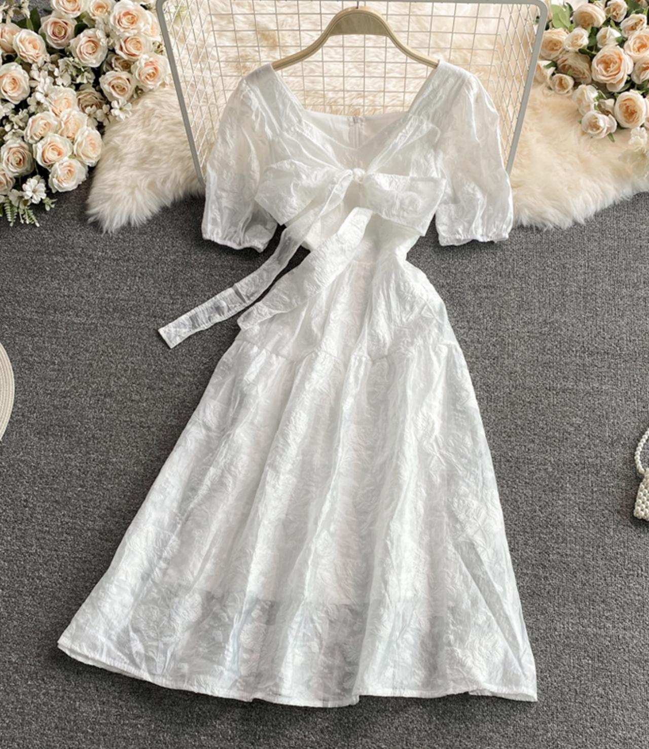 Weißes kurzes Kleid in A-Linie Modekleid 645
