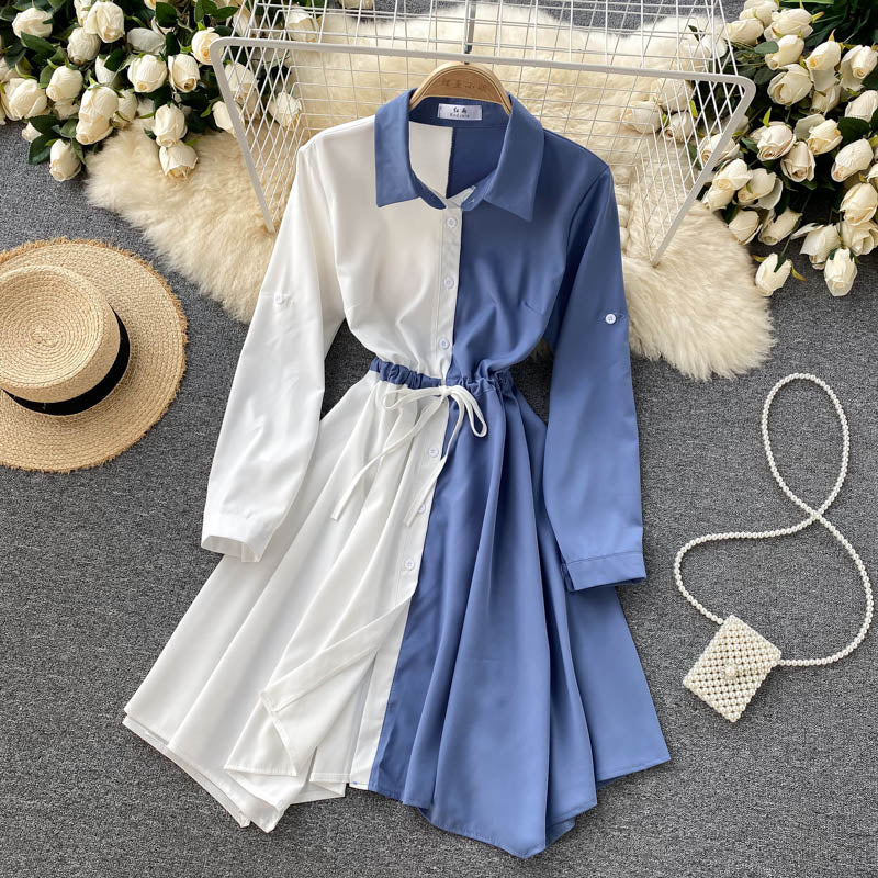 Stilvolles, kontrastierendes A-Linien-Kleid 561
