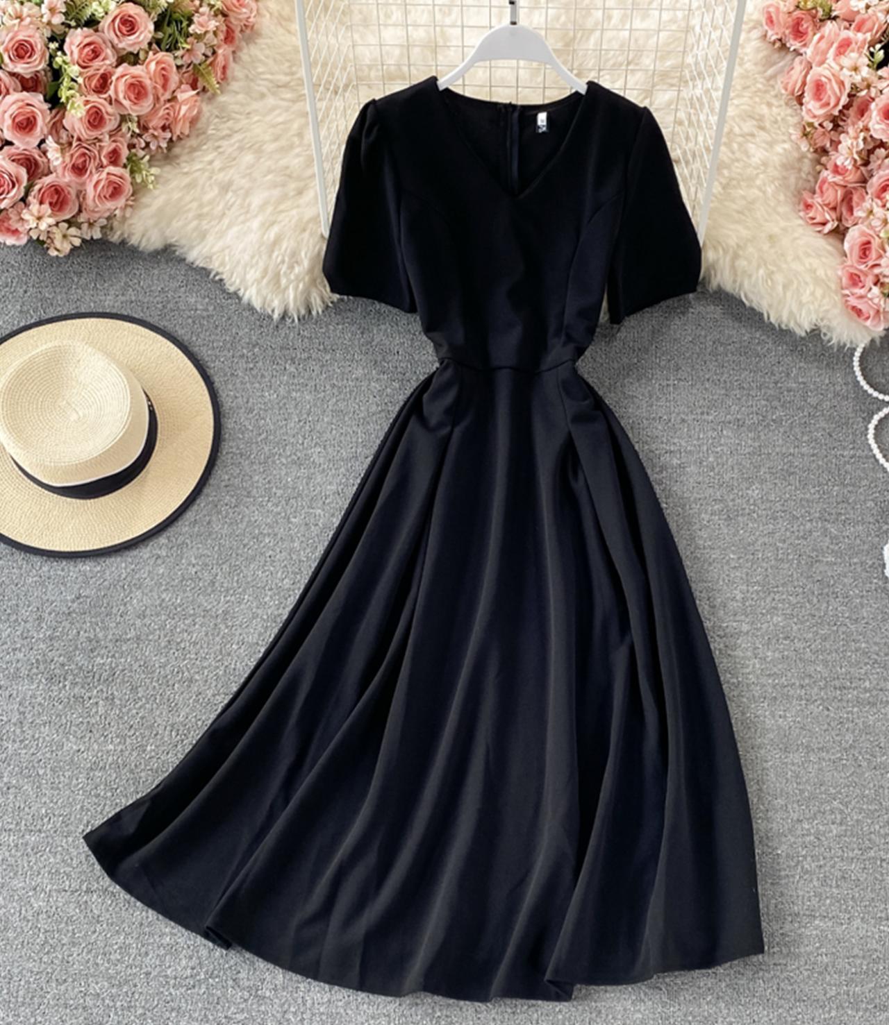 Simple v neck short dress fashion dress  659