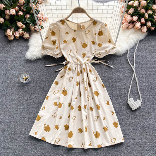 Cute round neck short A line dress fashion dress  562