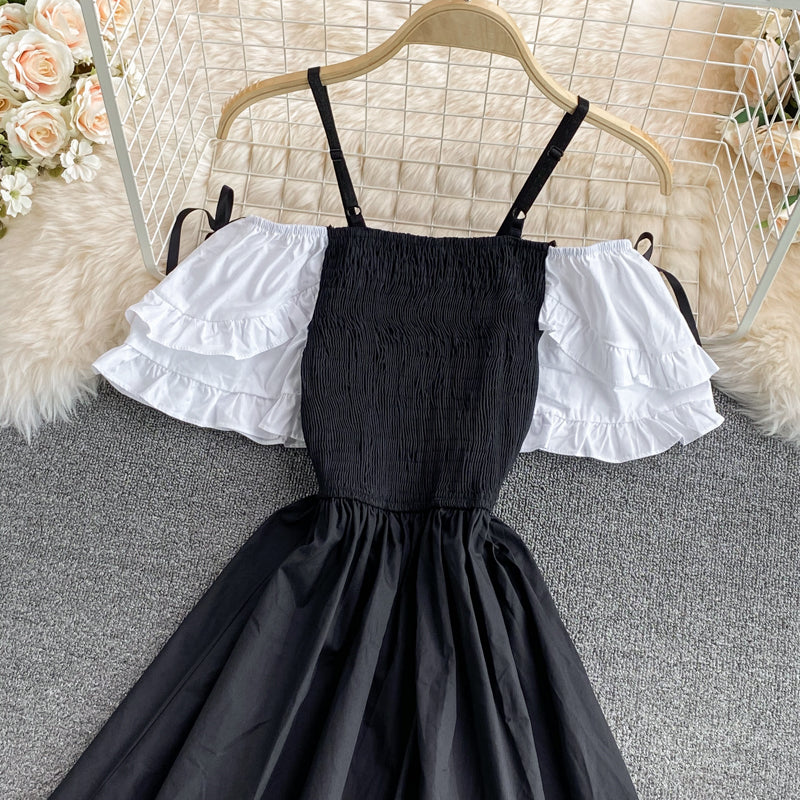 Nettes A-Linie schulterfreies kurzes Kleid Modekleid 594