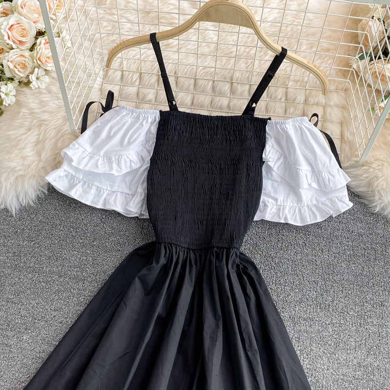 Cute A line off shoulder short dress fashion dress  594