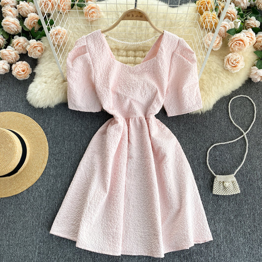 Cute A line short dress with bow  581