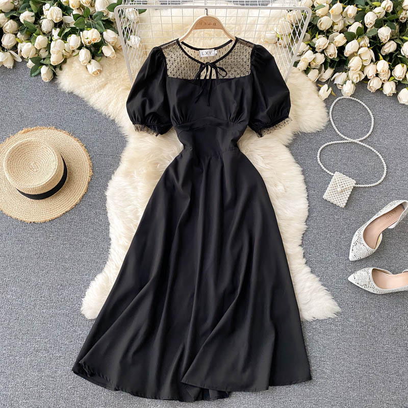 Süßes A-Linie durchsichtiges kurzes Kleid Modekleid 579
