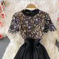 Black lace A line dress fashion dress  506