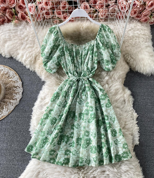 Cute A line floral dress fashion dress  691