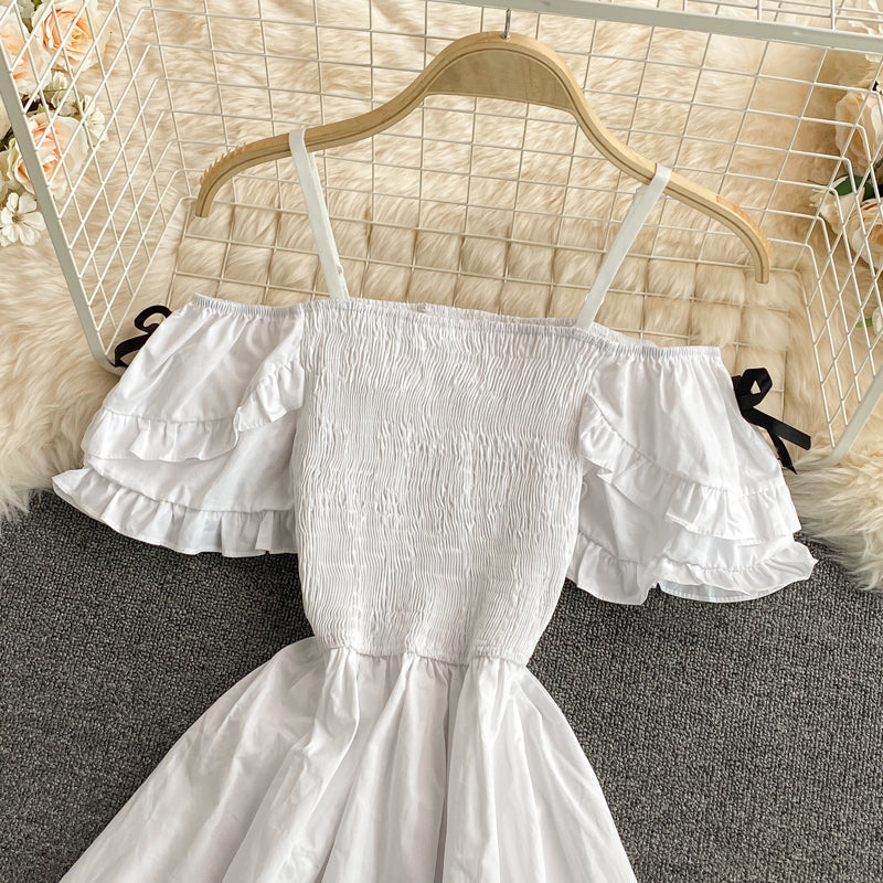 Cute A line off shoulder short dress fashion dress  594