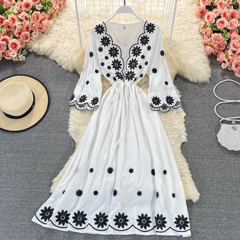 Cute A line embroidered dress  639