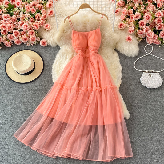 Cute tulle A line dress fashion dress  416