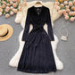 Black v neck long sleeve dress  459