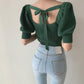 Cute knitted lace up top  310