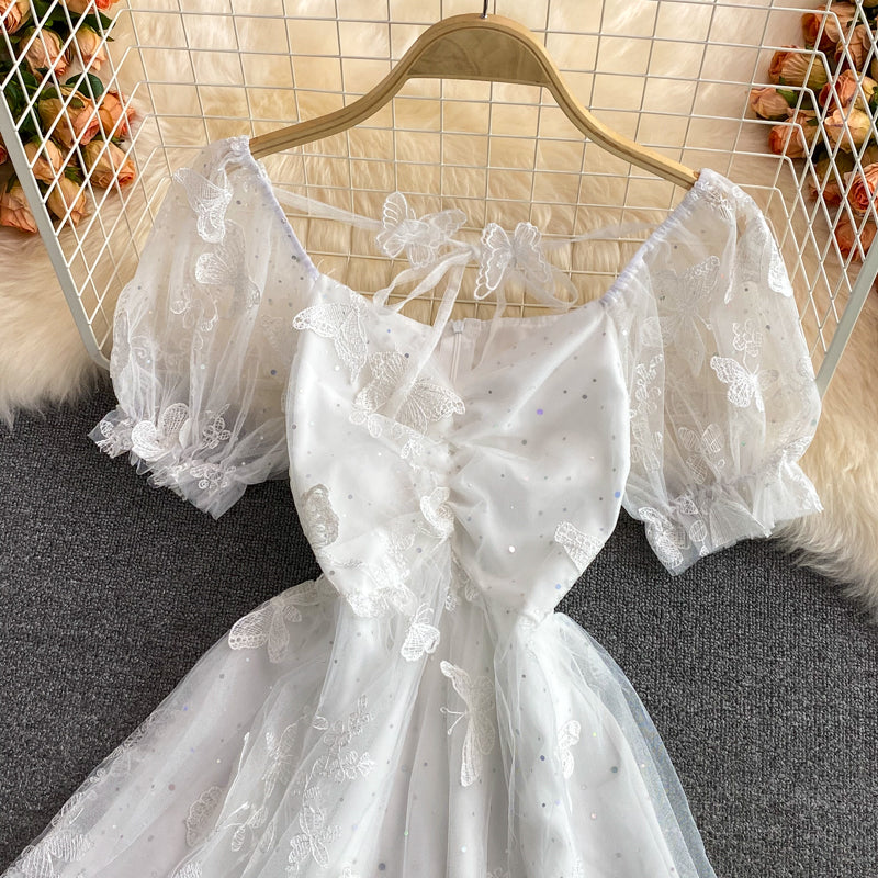 Süßes kurzes Kleid aus Spitze in A-Linie, Modekleid 530
