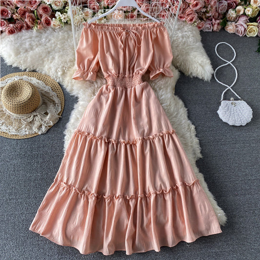 Cute A line off shoulder short dress fashion dress  590