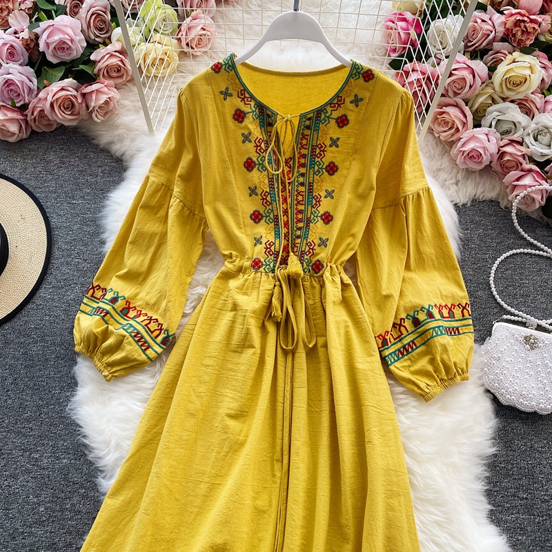 Cute embroidered long sleeve dress  484