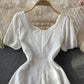 Süßes A-Linie weißes kurzes Kleid Modekleid 544