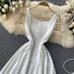 Weißes kurzes Kleid in A-Linie Modekleid 461