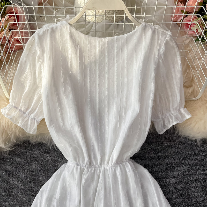 Weißes kurzes Kleid in A-Linie Modekleid 615