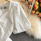 Sweet white puff sleeve dress white A line dress  583