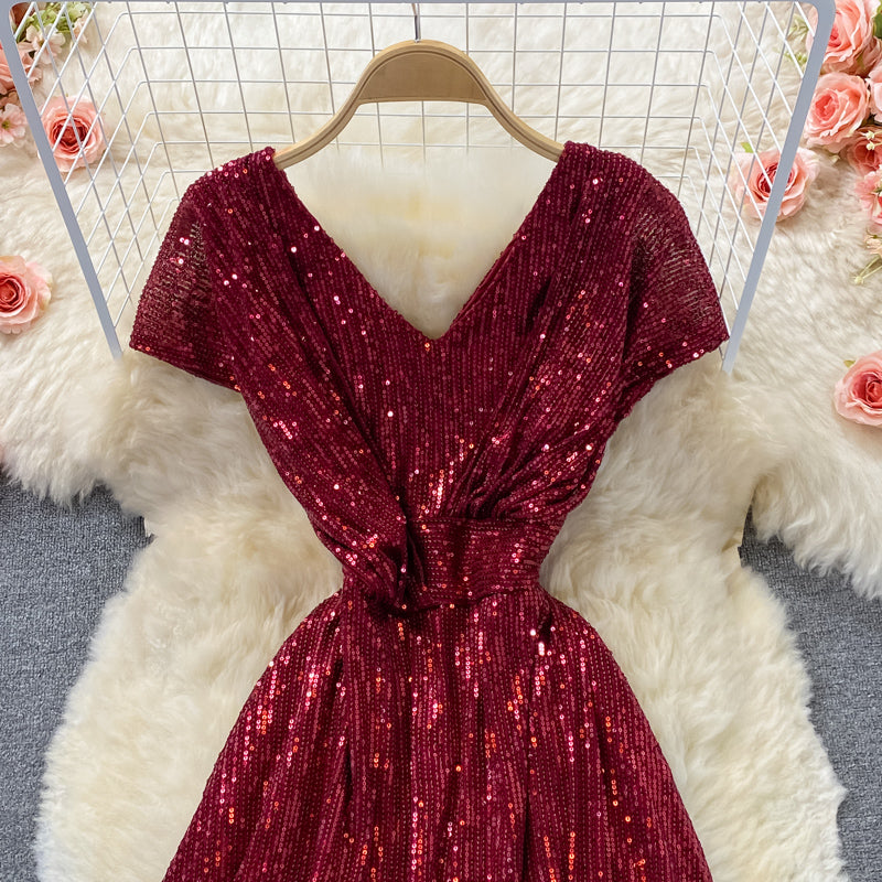 Cute sequins short A line dress fashion dress  467