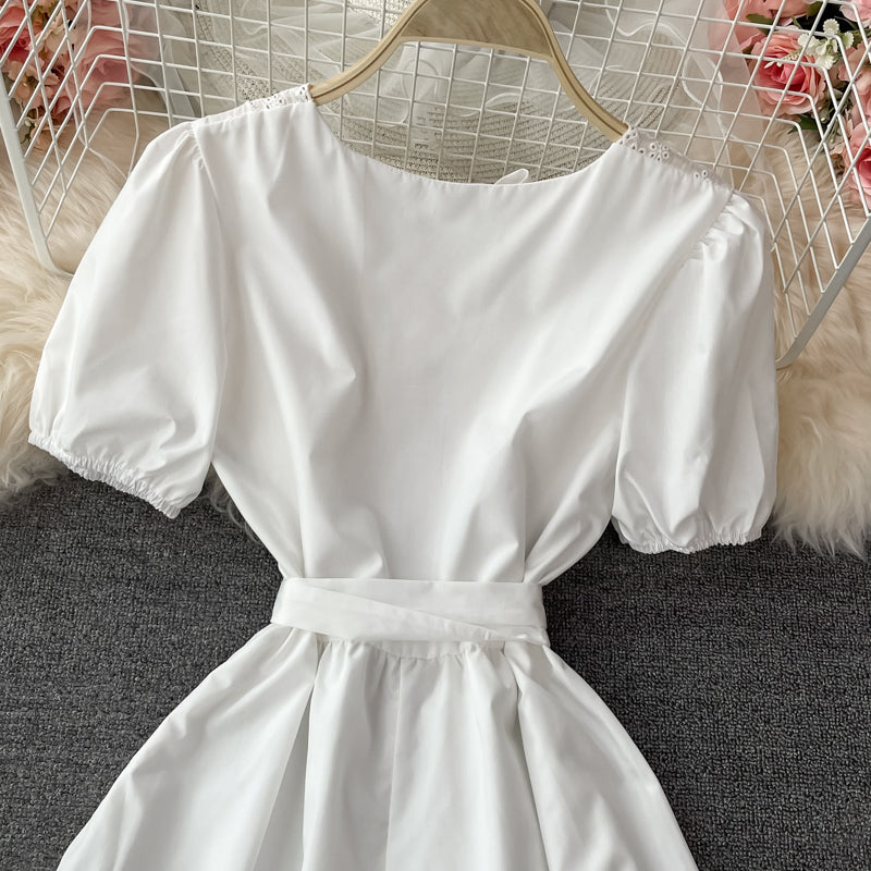 White A line dress fashion dress  621