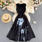 Black round neck A line dress fashion dress  571