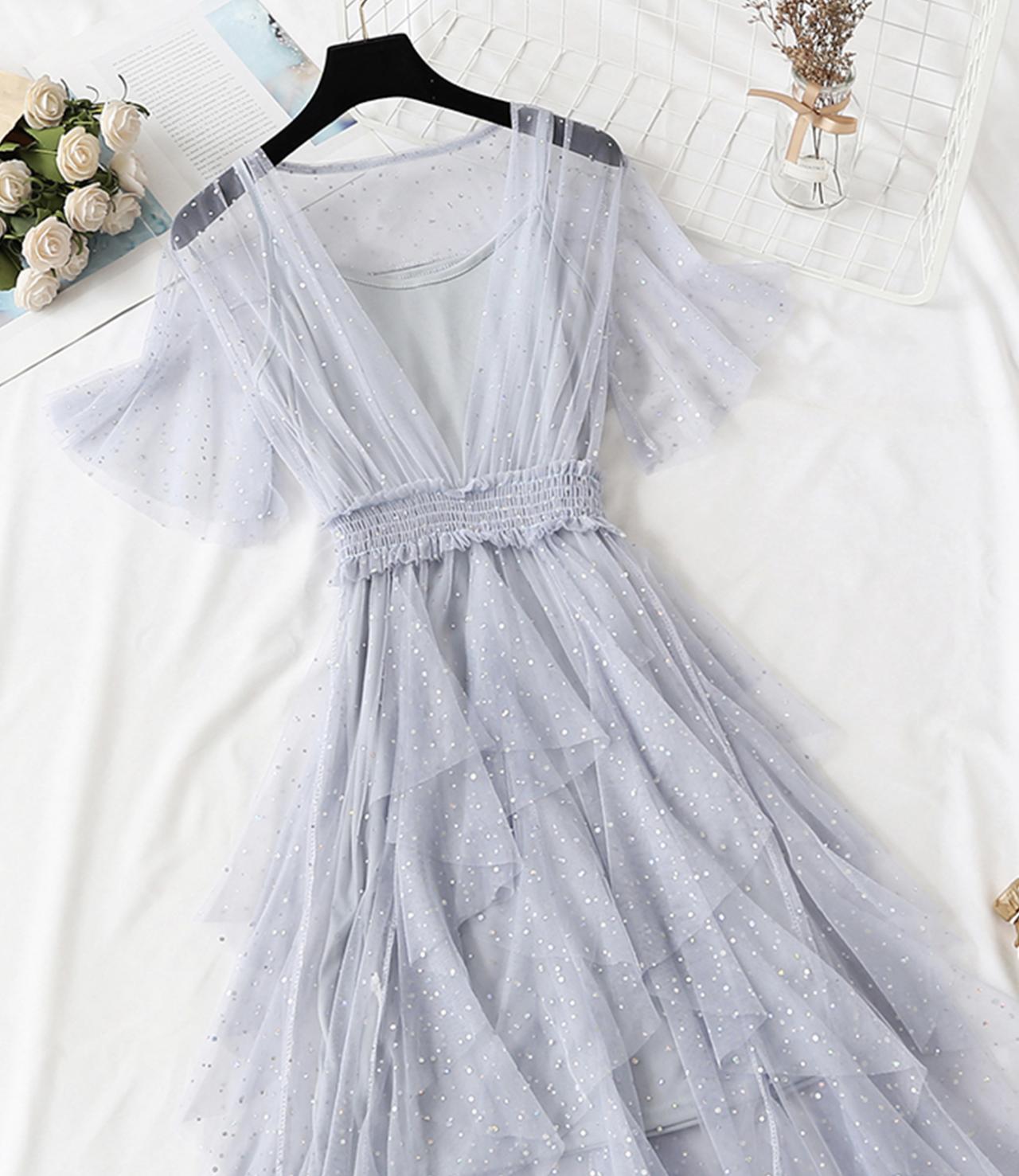 Süßes kurzes Kleid in A-Linie Modekleid 476