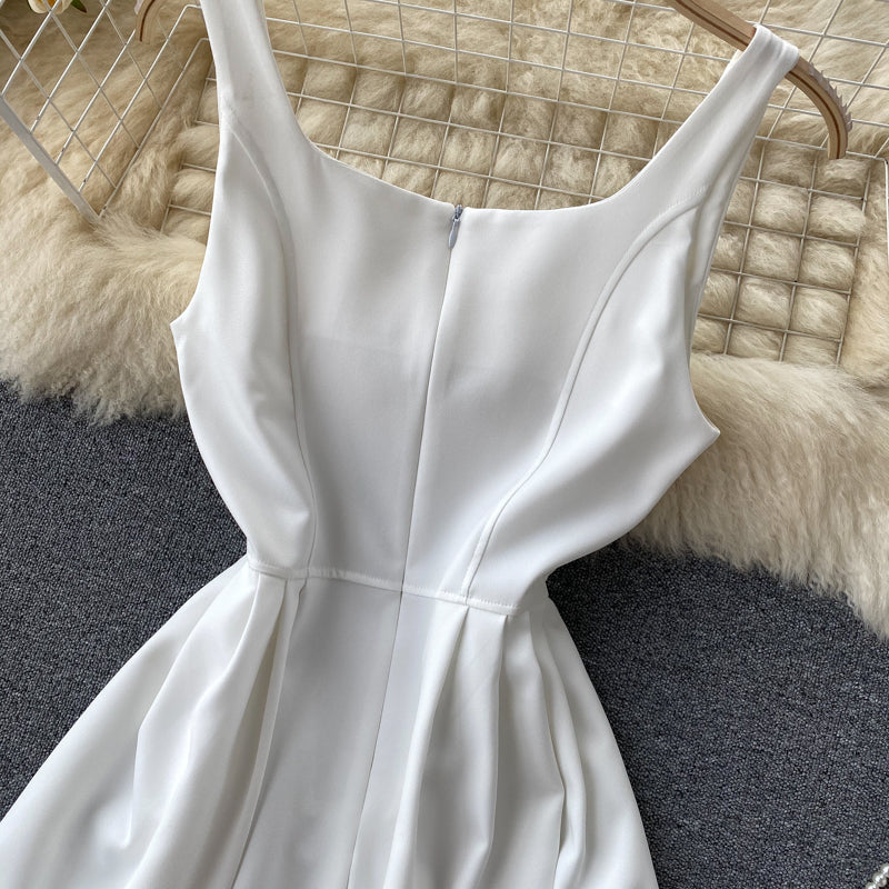 Weißes kurzes Kleid in A-Linie Modekleid 461